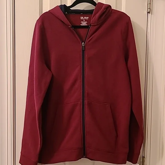 TEK GEAR BOYS ZIPPERED BURGUNDY HOODIE SIZE XL - Picture 2 of 9